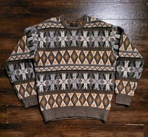 Beams Mens Wool Blend Relaxed Fit Navajo Print Jumper - Size L